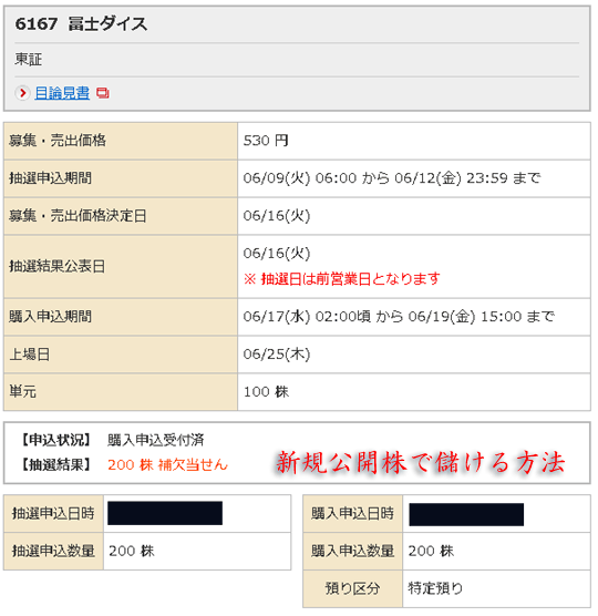 富士ダイスIPO野村ネット