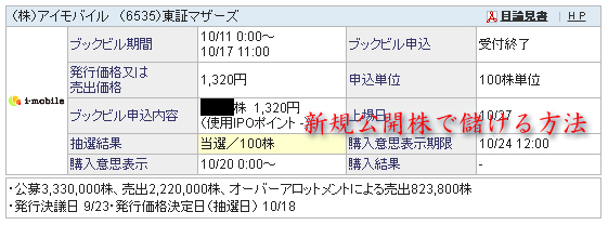 アイモバイル当選
